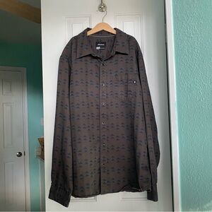 Marmot Men’s Large Dark Gray Triangle Patterned Button-Down Shirt